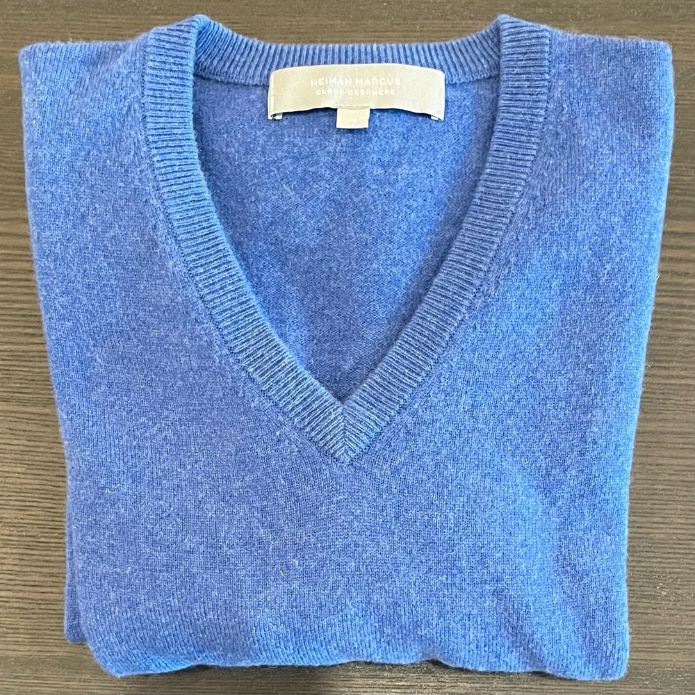 Neiman Marcus; Cashmere; sky blue; medium; no snags, pills, or holes; worn once